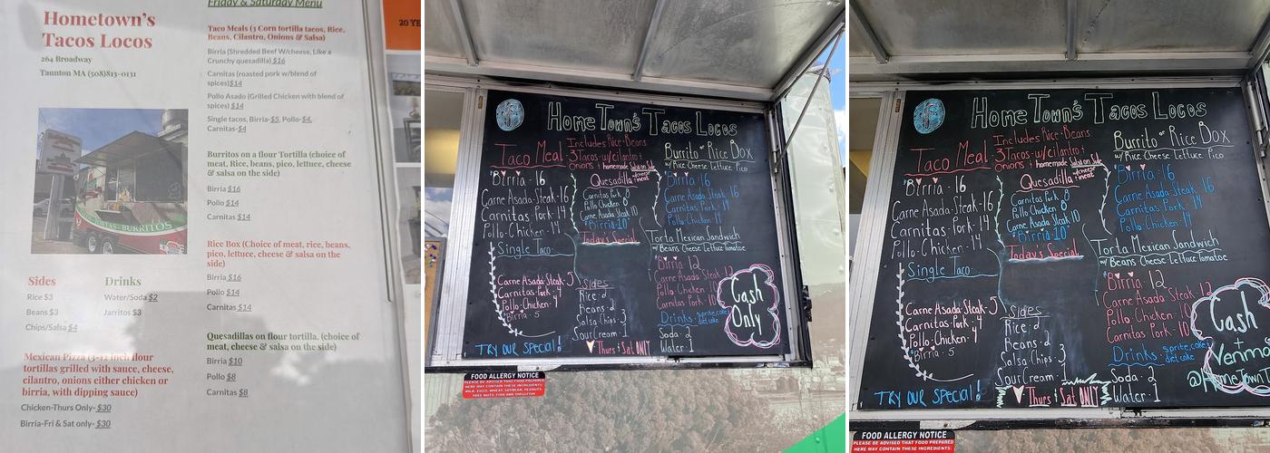 Hometown's Tacos Locos Menu
