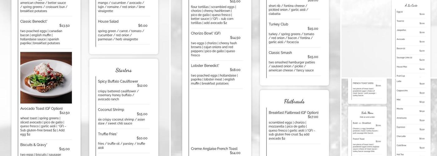 The Better Half Menu