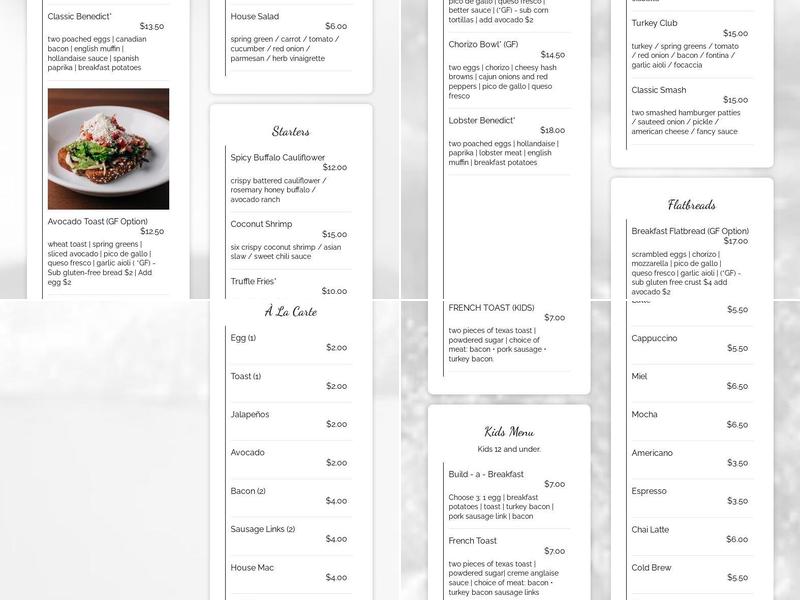 The Better Half Menu