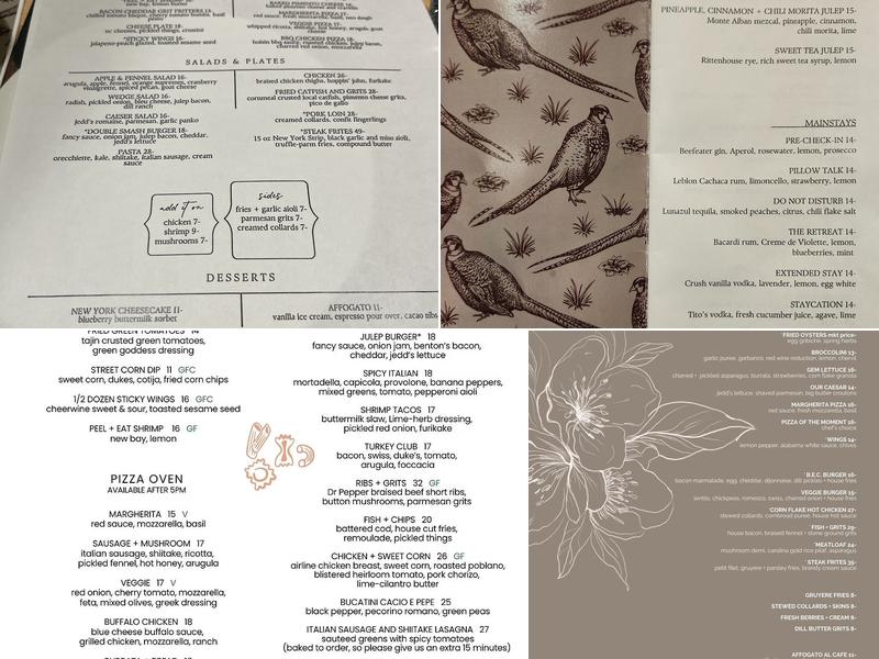 Julep Contemporary Kitchen Menu