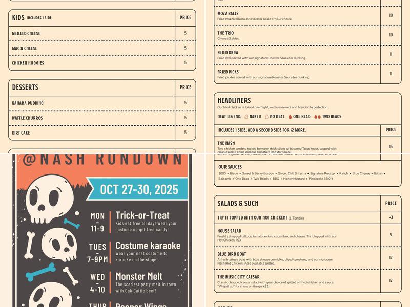 Nash Hot Chicken Menu