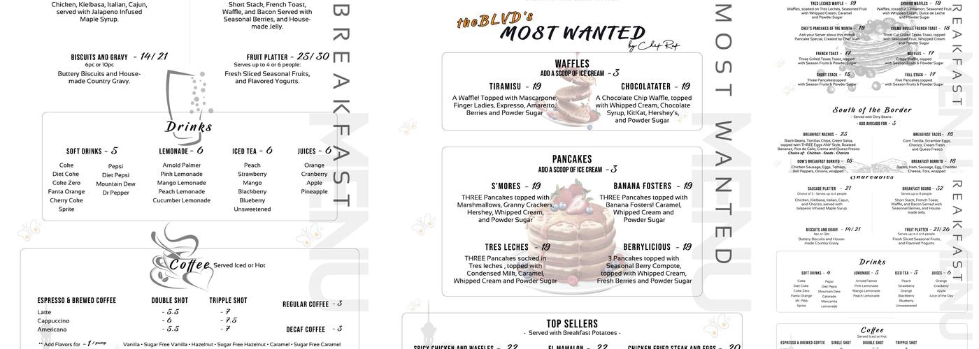 theBLVD Breakfast & Lunch Kitchen Menu