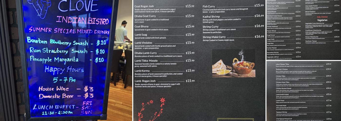 Clove Indian Bistro - Restaurant & Catering Menu