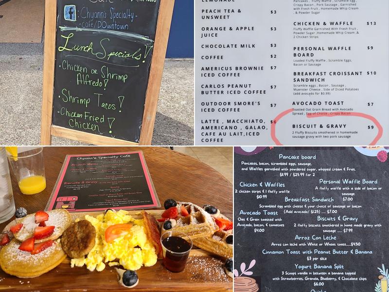 Chyann's Specialty Cafe Menu