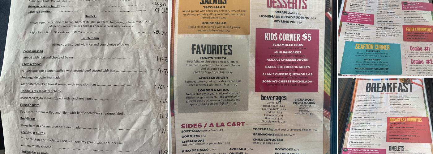 Aceituno’s Menu