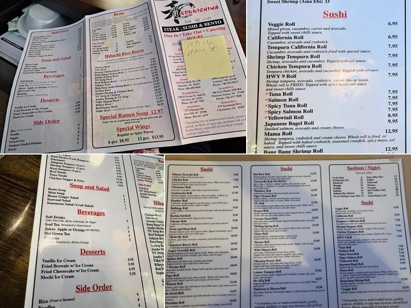 Konnichiwa of Greenville Menu