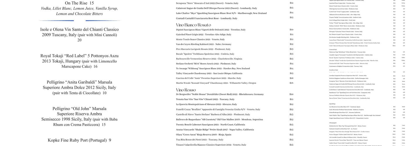 Luce Secondo Menu