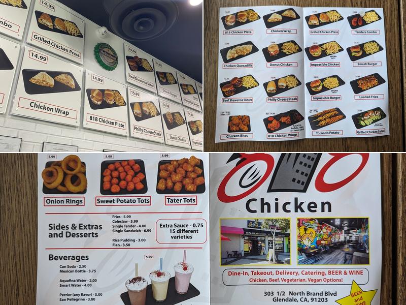 818 Chicken Menu