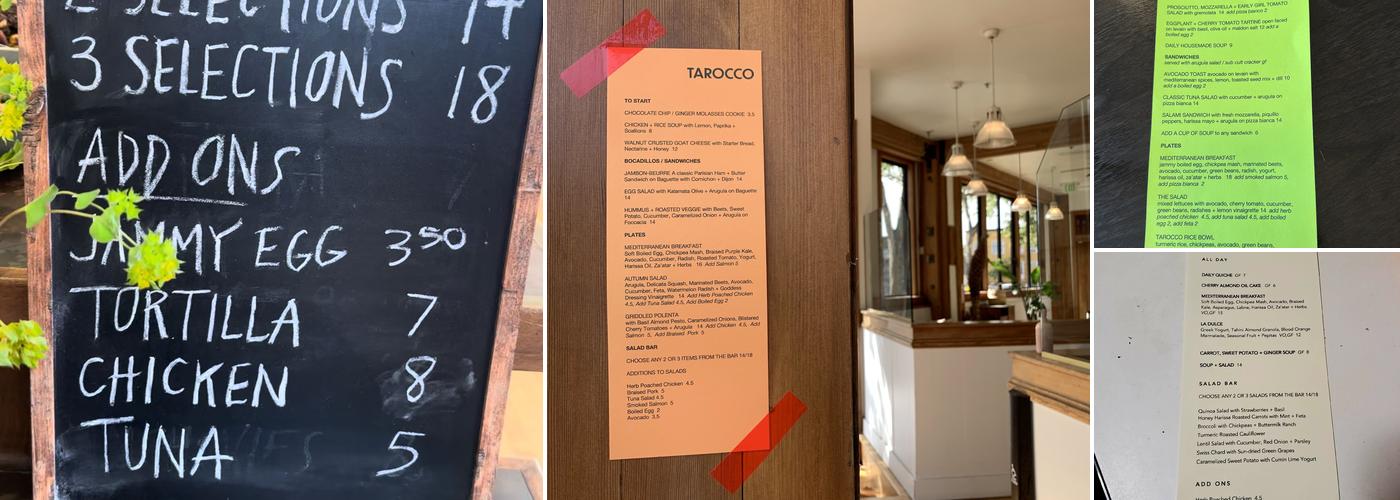 TAROCCO Menu