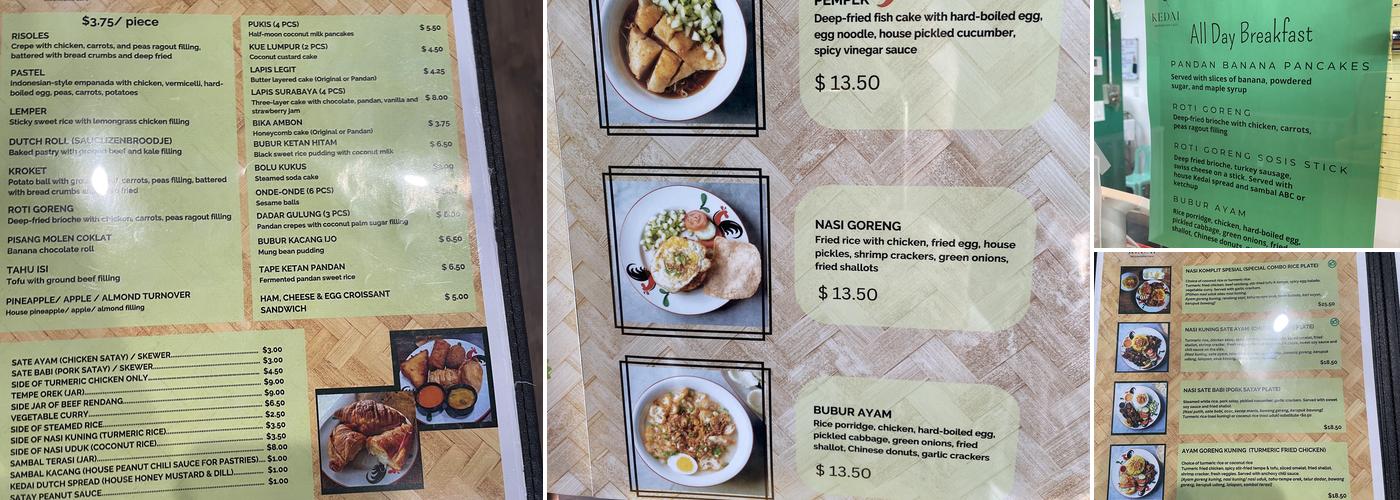 KEDAI Indonesian Cafe Menu