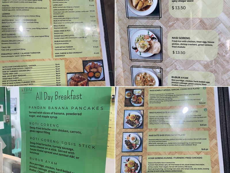 KEDAI Indonesian Cafe Menu
