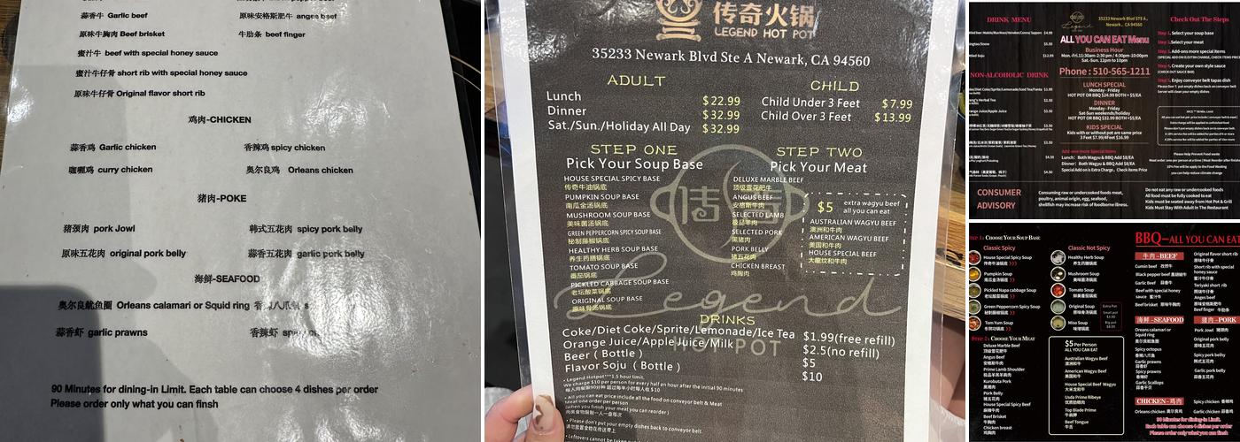 Legend Hot Pot & Grill Menu