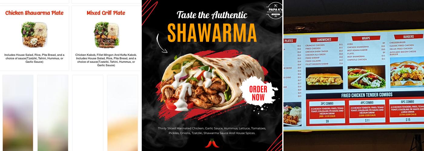 Papa K's Mediterranean Kitchen Menu