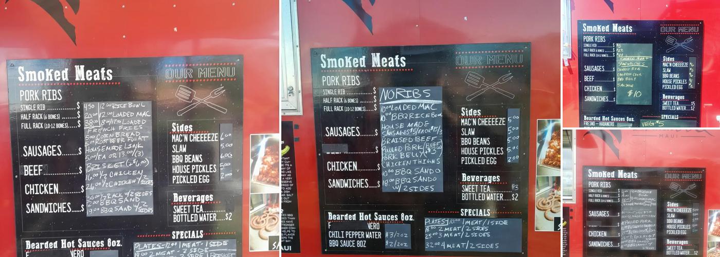 Bearded BBQ Maui Menu