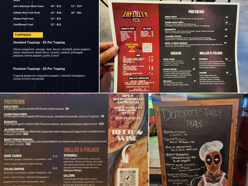 Infinity Pizza Menu