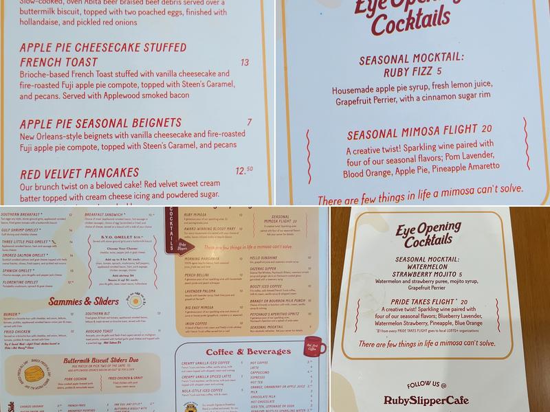 Ruby Slipper Menu