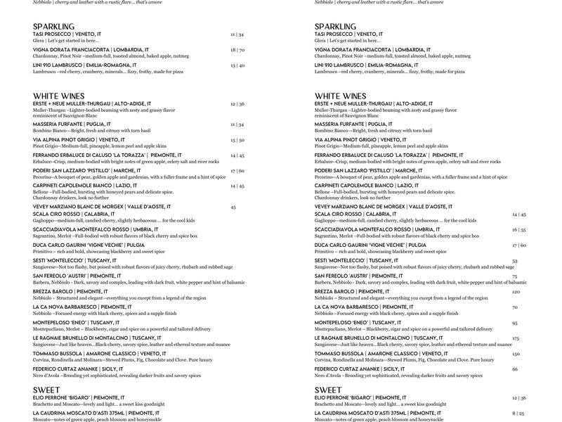 Giana Bakery & Provisions Menu