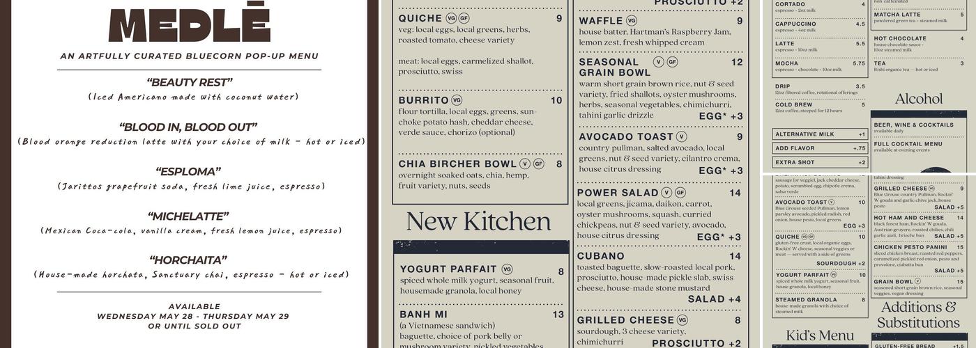 Bluecorn Menu