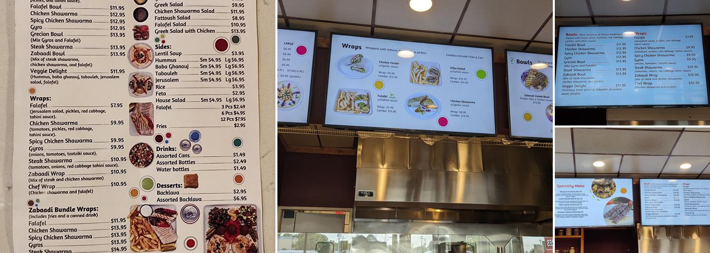 Zabaadi Kebabs Menu
