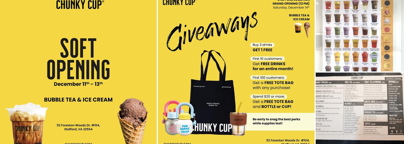 Chunky Cup Bubble Tea and Fries Menu
