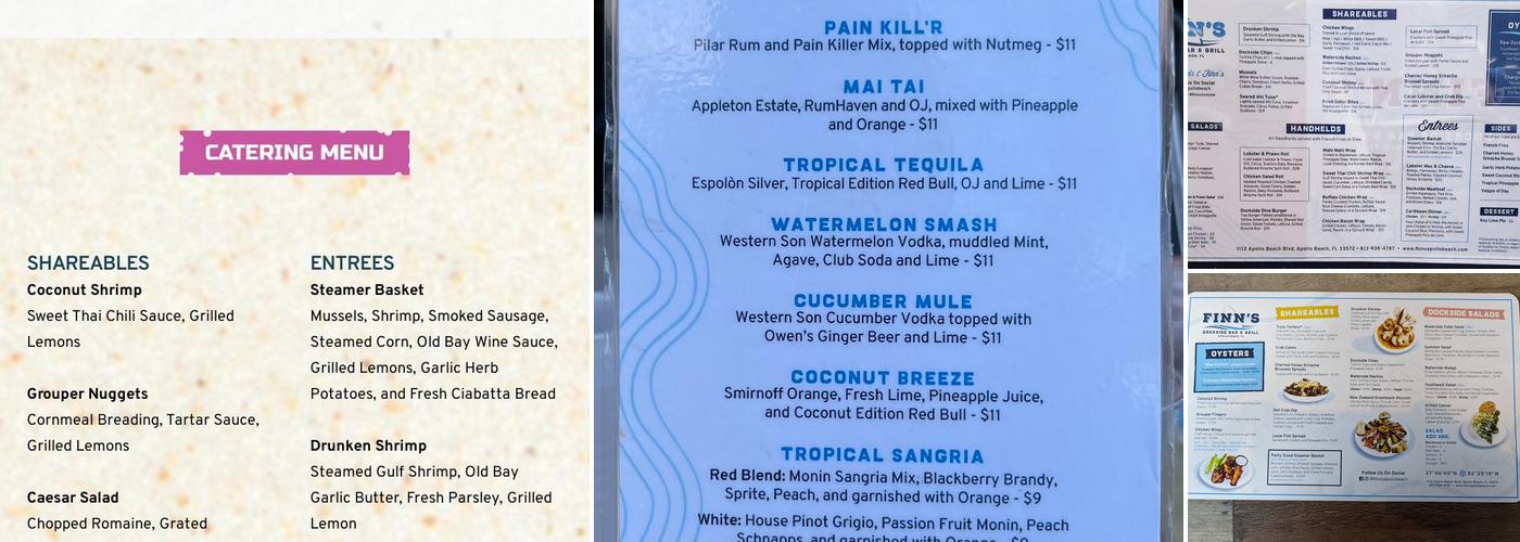 Finn's Dockside Bar & Grill Menu