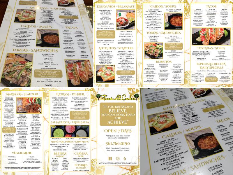 Tacos Al Carbon Bar & Grill Menu