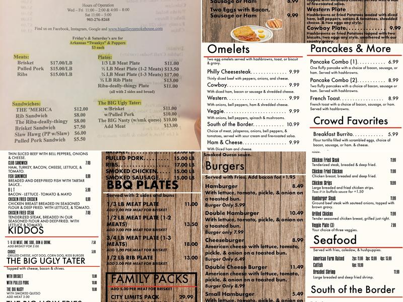 Big Gilley's Smokehouse and Diner Menu