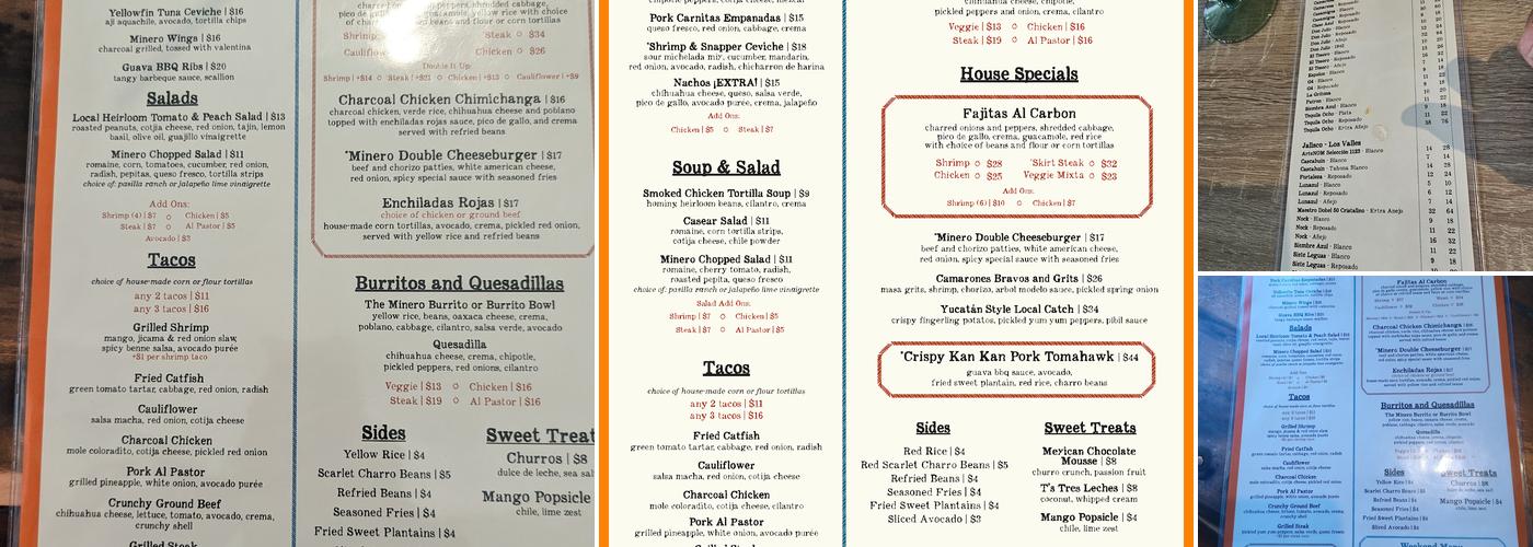 Minero Mexican Grill & Cantina Menu