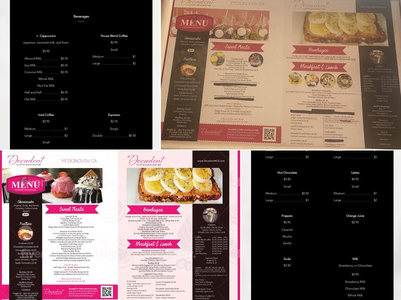 Decadent A Coffee and Dessert Bar Menu