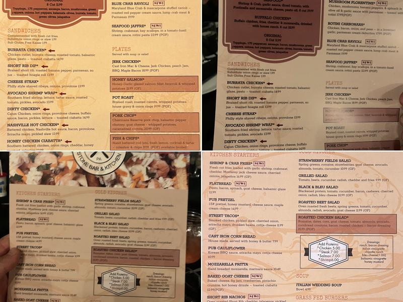 Jaffres Stone Bar & Kitchen Menu