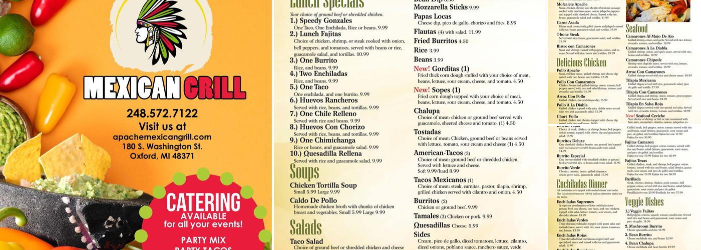 Apache Mexican Grill Menu