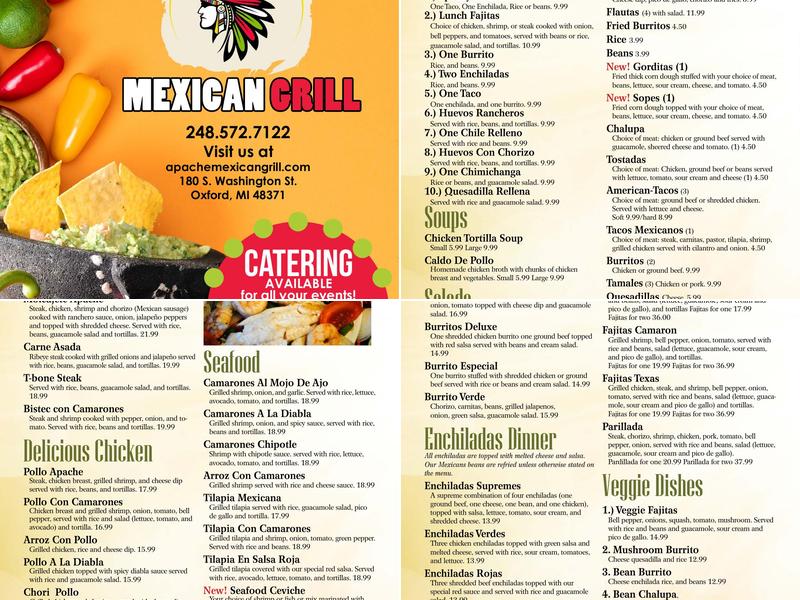 Apache Mexican Grill Menu