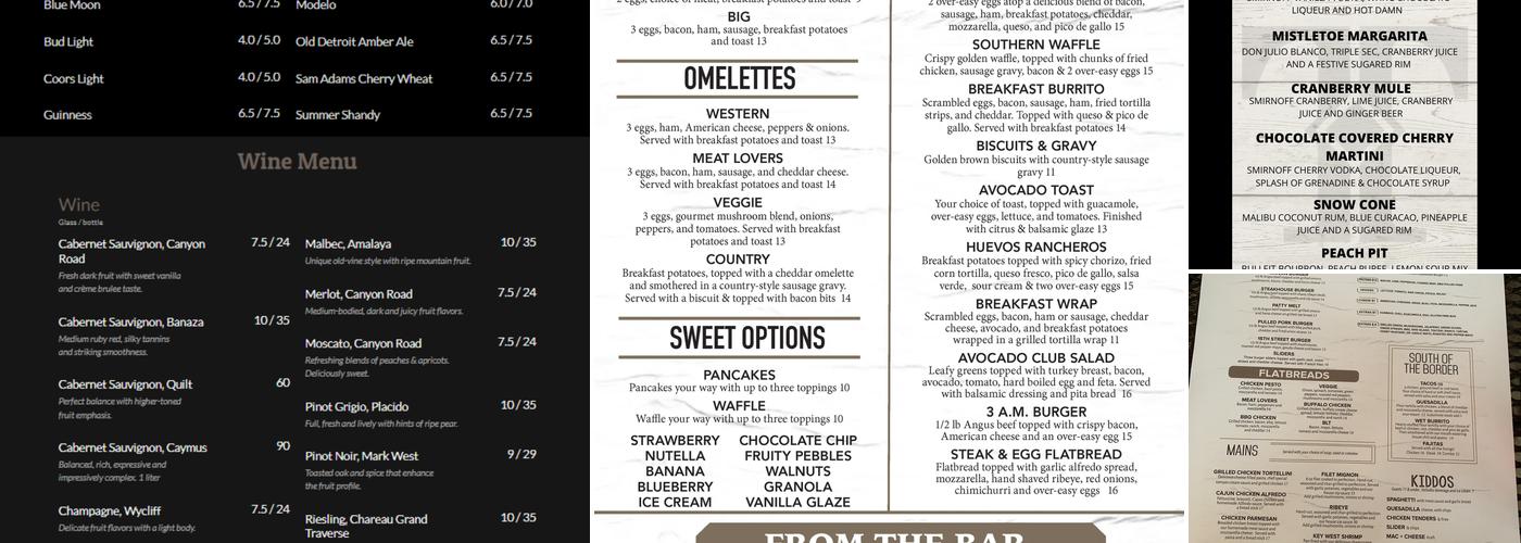 15th Street Tavern Menu