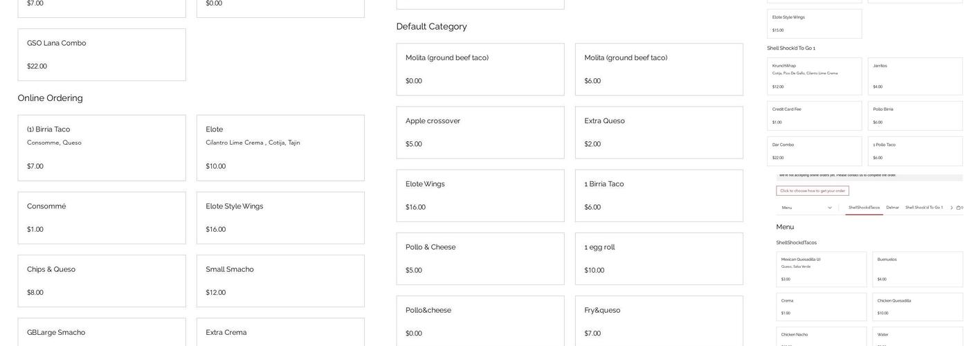Shell Shock'd Tacos Menu