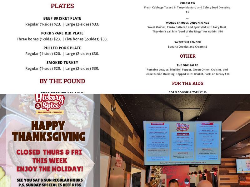 Hickory and Spice BBQ Menu