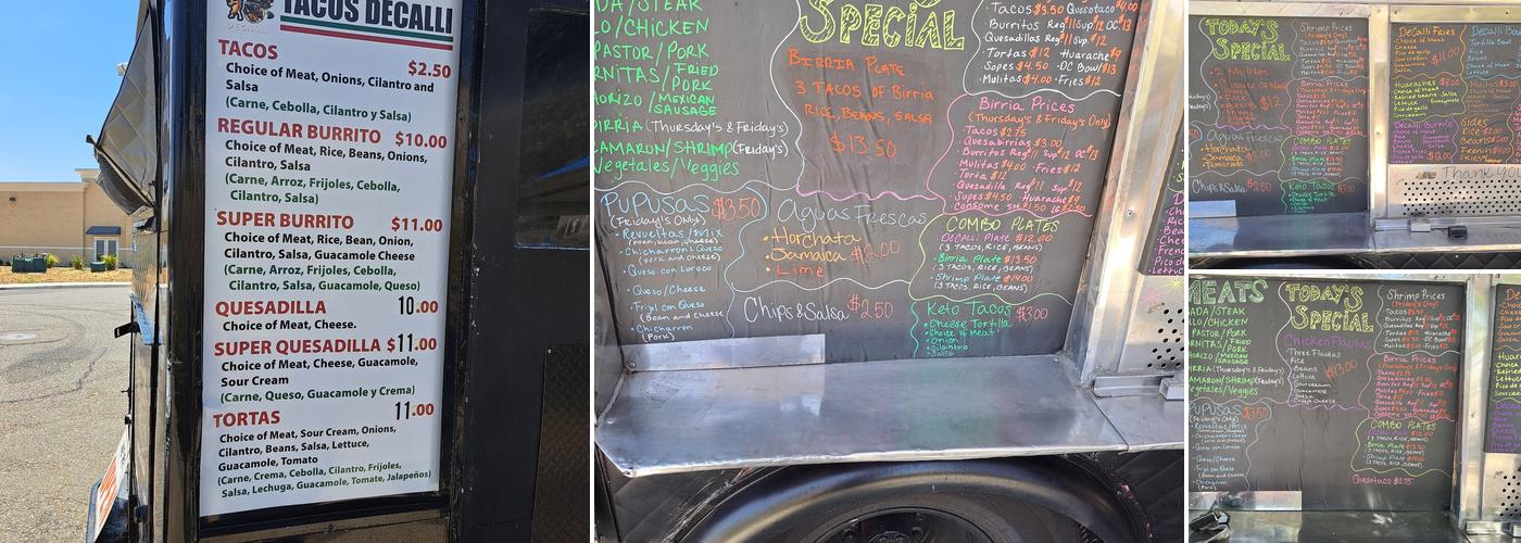 Tacos Decalli Menu