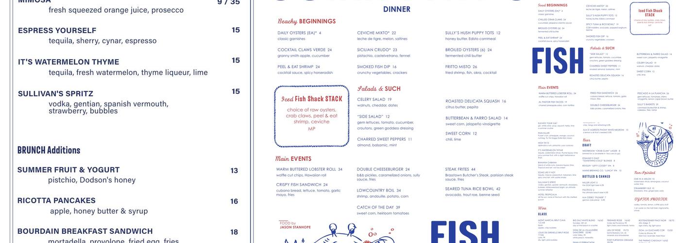 Sullivan's Fish Camp Menu