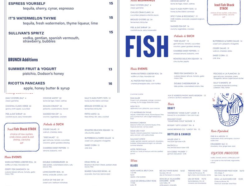 Sullivan's Fish Camp Menu