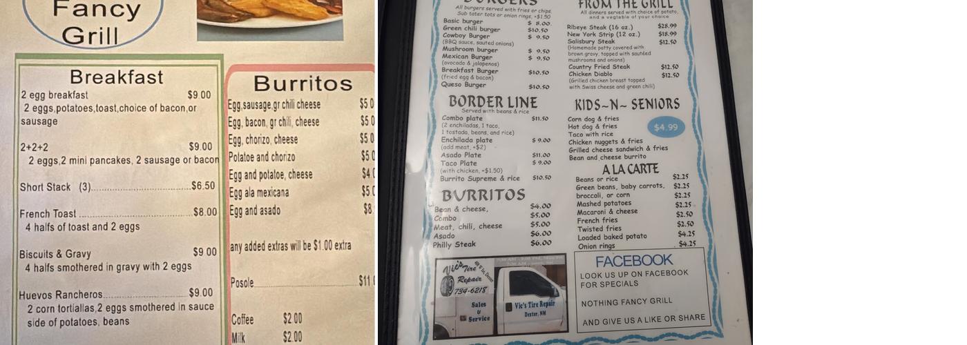 Nothing Fancy Grill Menu