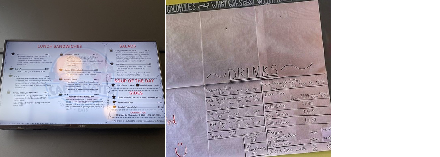 The Caffeinated Cook Menu