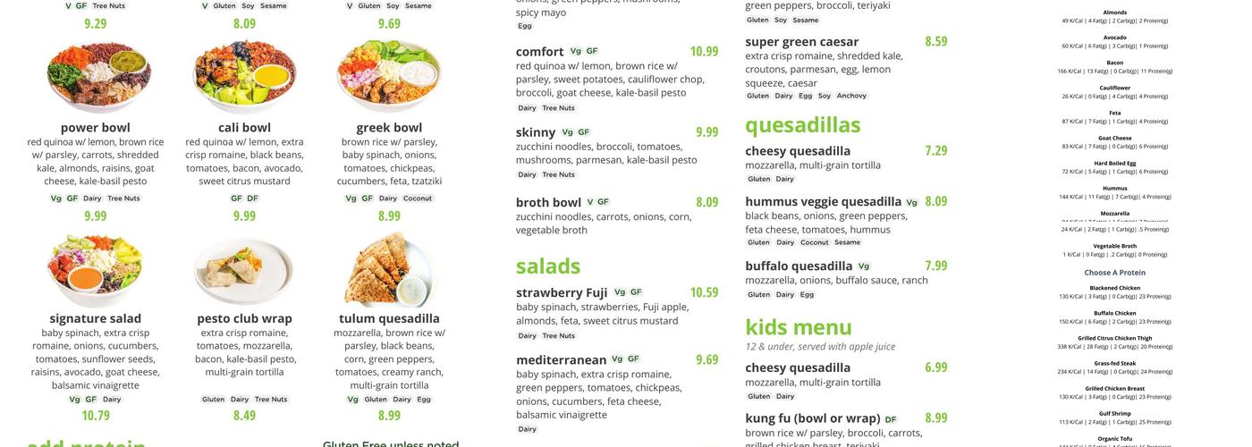 SoFresh Menu