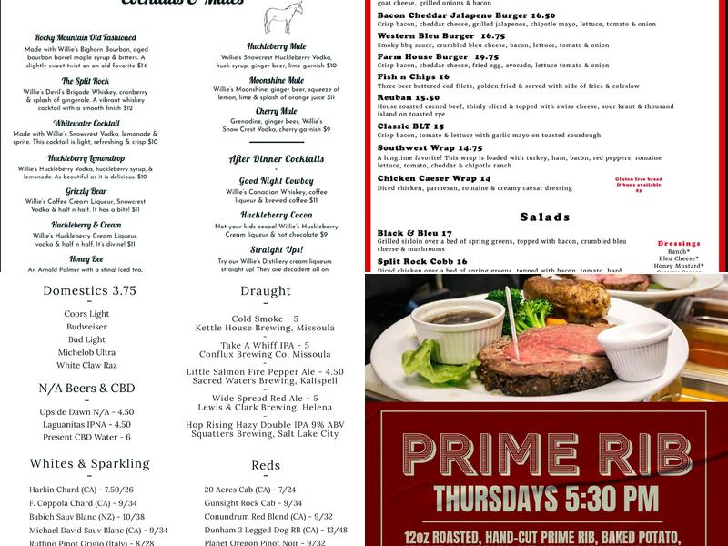 Split Rock Restaurant Menu