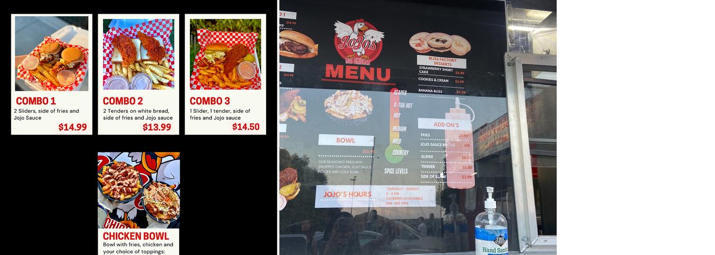 Jojo’s Hot Chicken Menu