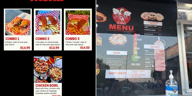 Jojo’s Hot Chicken Menu
