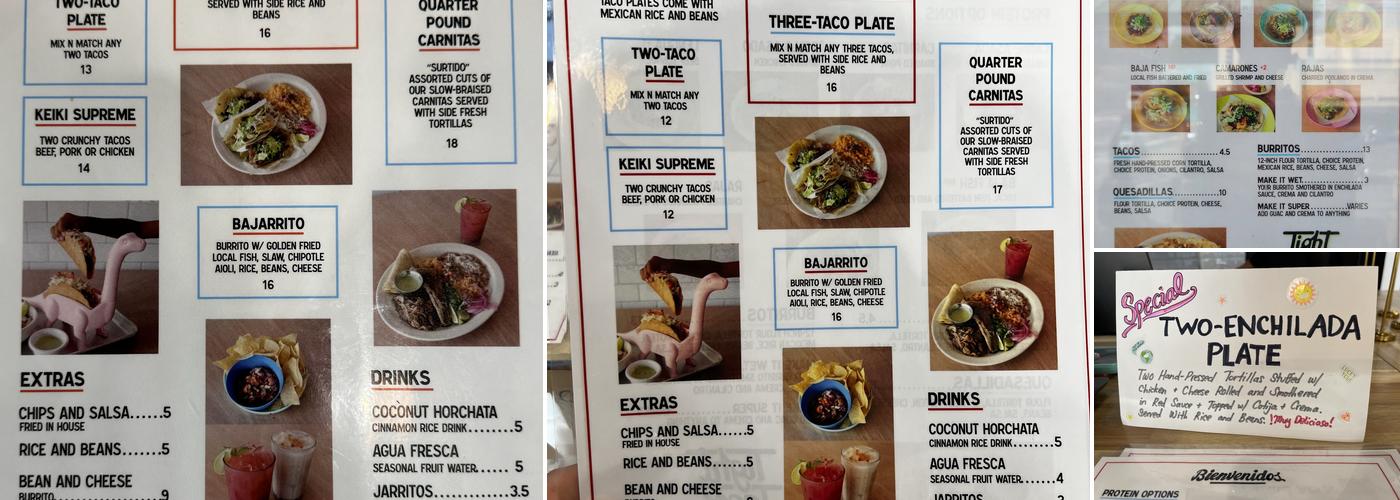 Tight Tacos Kaimuki Menu