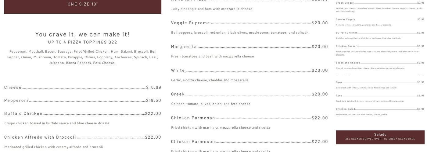 Mighty Mike's Pizza Menu