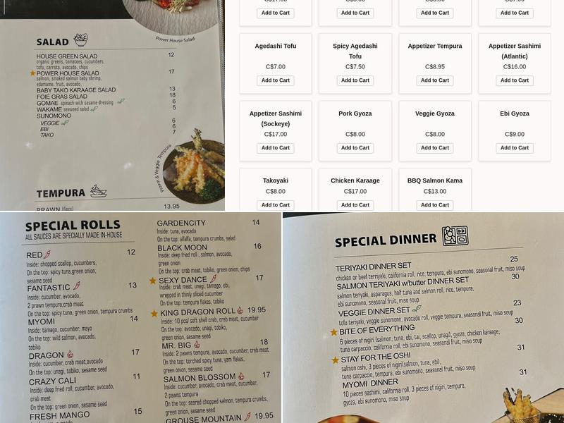 Myomi Sushi Menu