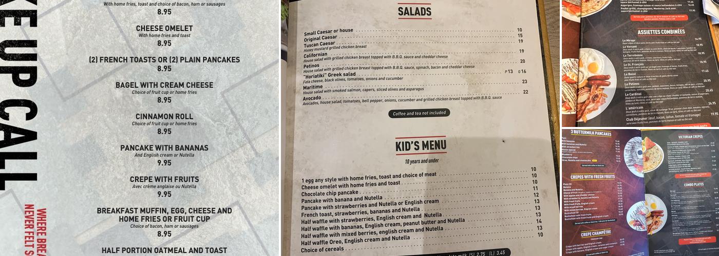 Petinos D.D.O Menu