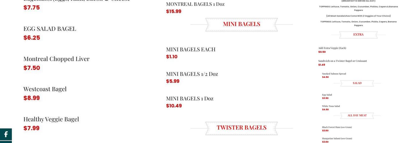 Old Bagel House Menu
