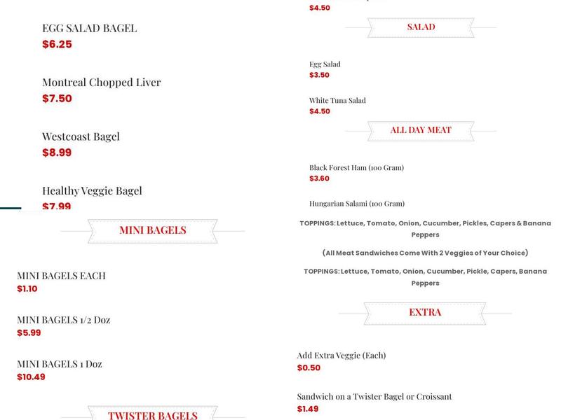 Old Bagel House Menu